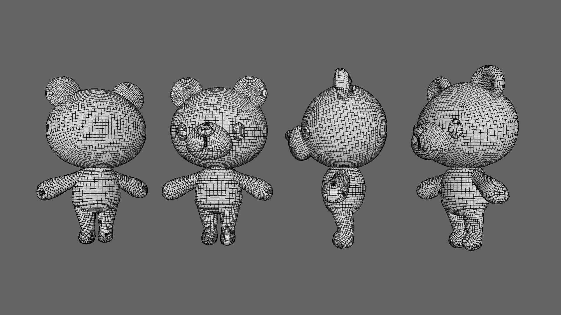 Little Bear Animated Cute 3D Models For Games And Animations Low-poly 3D model_11