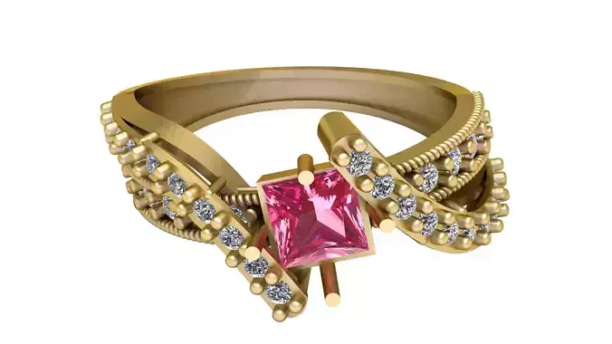 PRECIOUS PRINCESS ENGAGEMENT RING 3D PRINTABLE MODEL 3D print model
