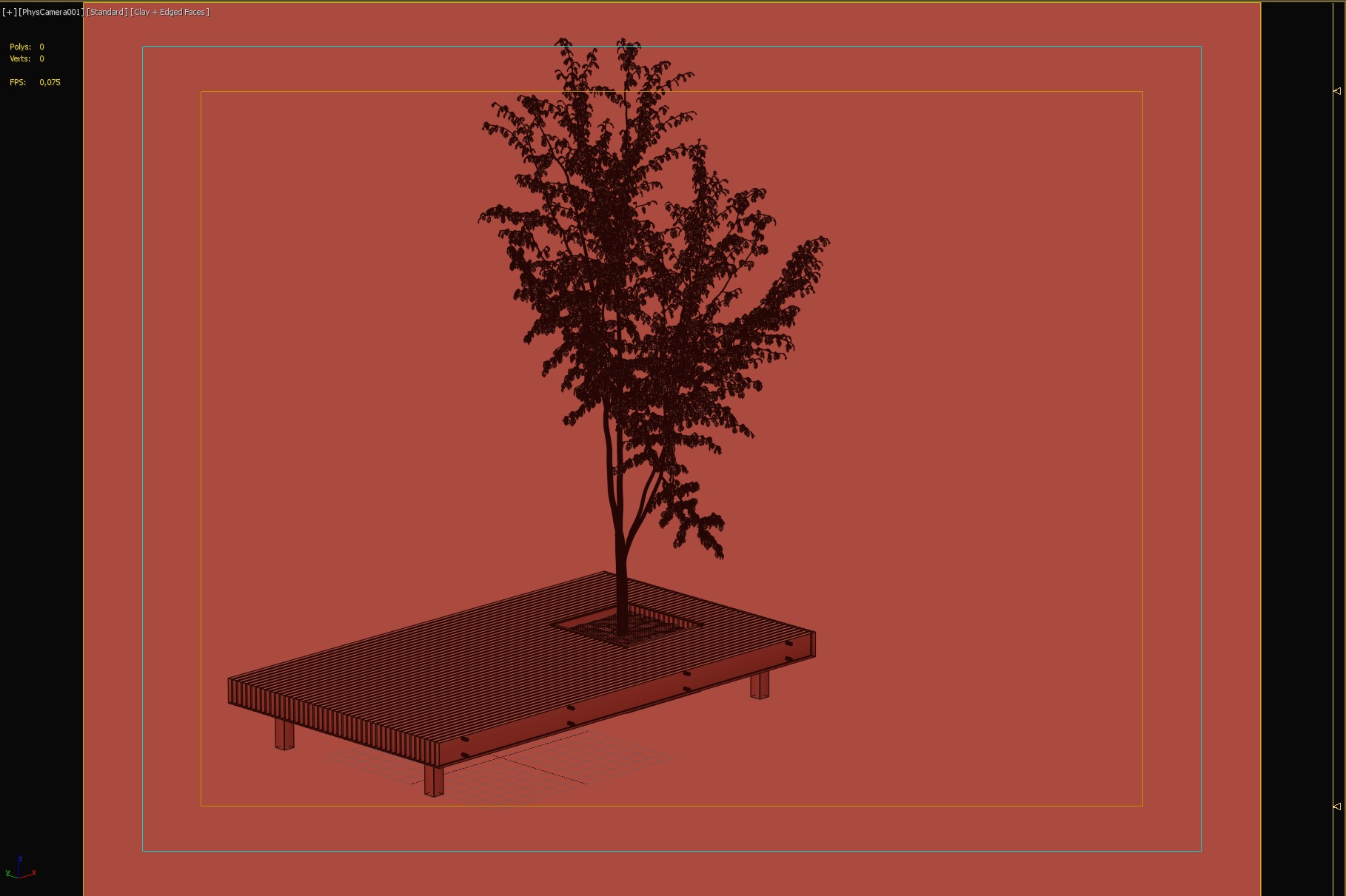 Modern Rectangular Tree Bench for Urban and Park Spaces 3D model_5