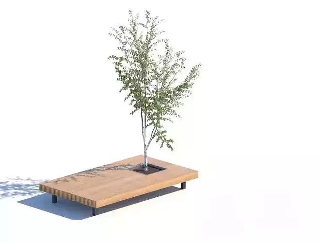 Modern Rectangular Tree Bench for Urban and Park Spaces