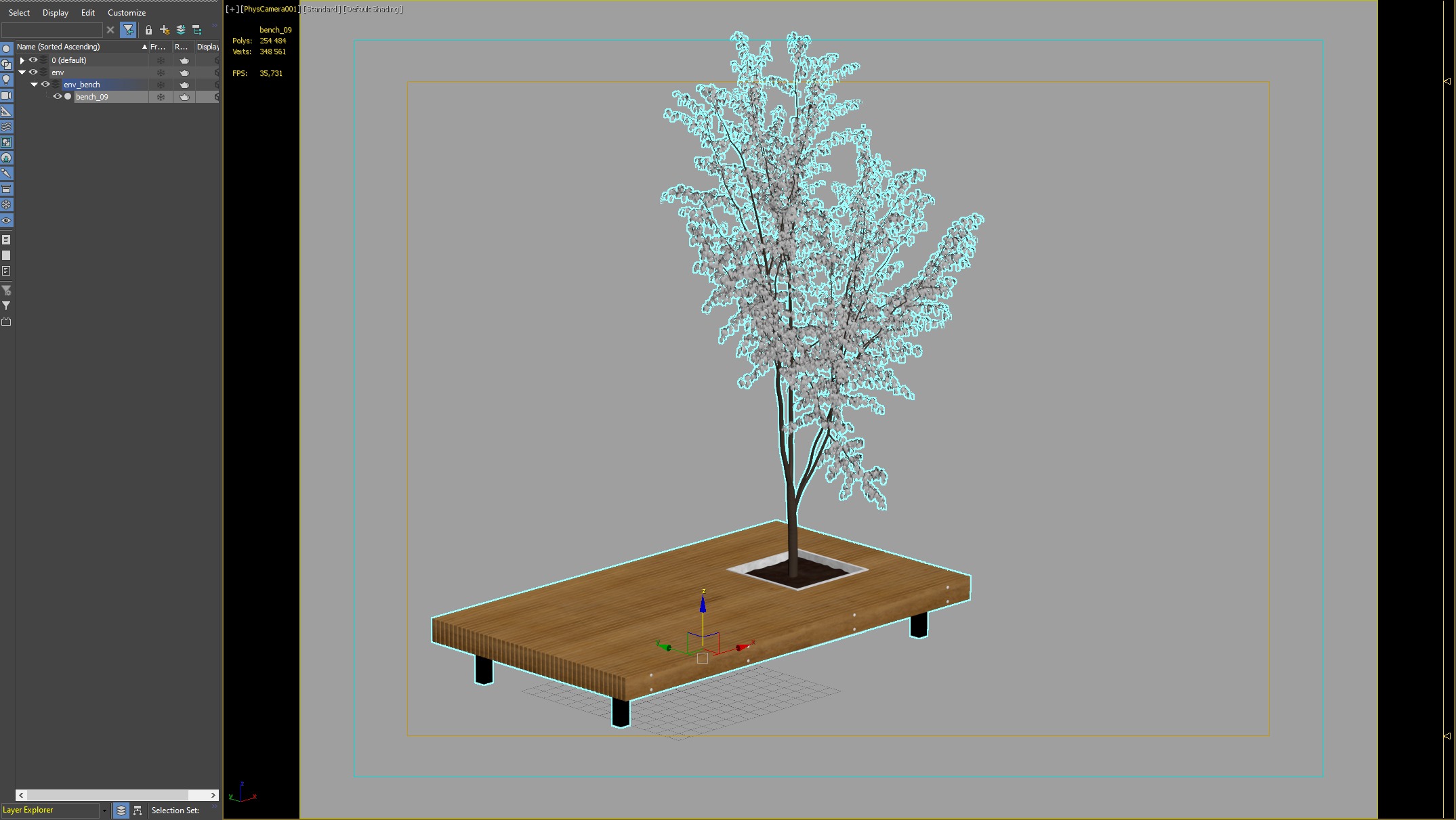 Modern Rectangular Tree Bench for Urban and Park Spaces 3D model_2