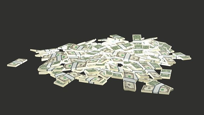 USD Money Stack Of Dollar Bills 3D Model Low-poly 3D model