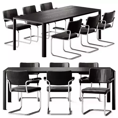 Thonet Dinig Table 1140 and Cantilever Chair