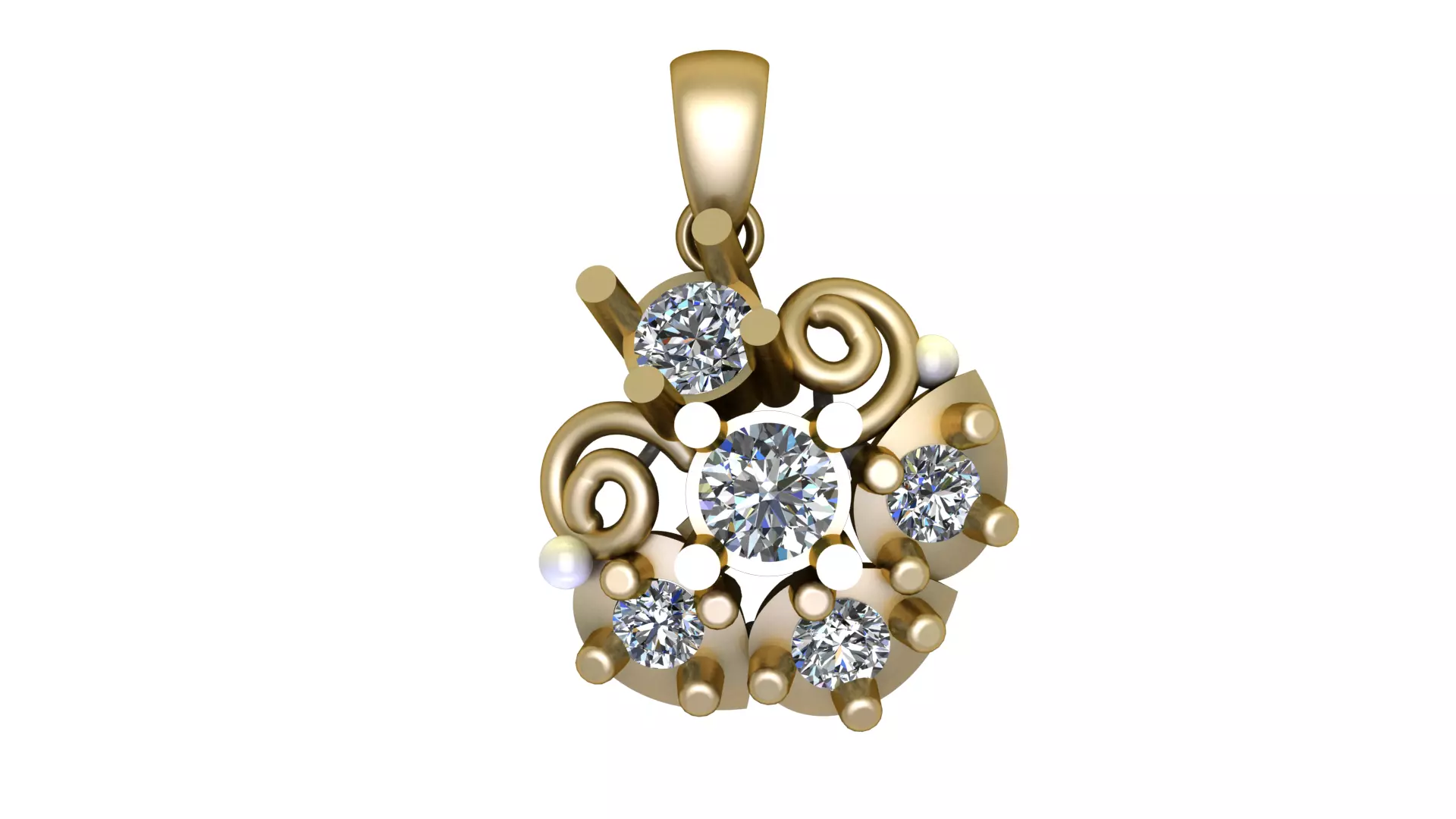 FLORAL DIAMOND PENDANT 3D PRINTABLE MODEL 3D print model