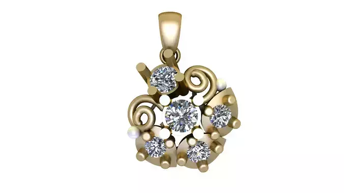 FLORAL DIAMOND PENDANT 3D PRINTABLE MODEL
