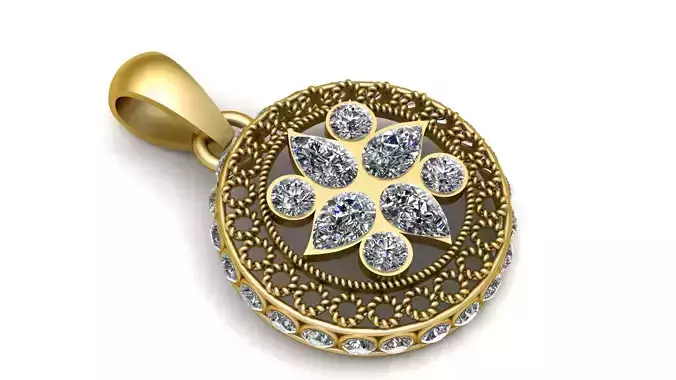 GOLD LEAF DESIGN PENDANT 3D PRINTABLE MODEL