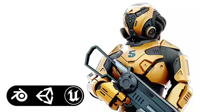 CYBORG SOLDIER RX-100 Rigged for Unreal Engine - Unity - MIXAMO  3D model