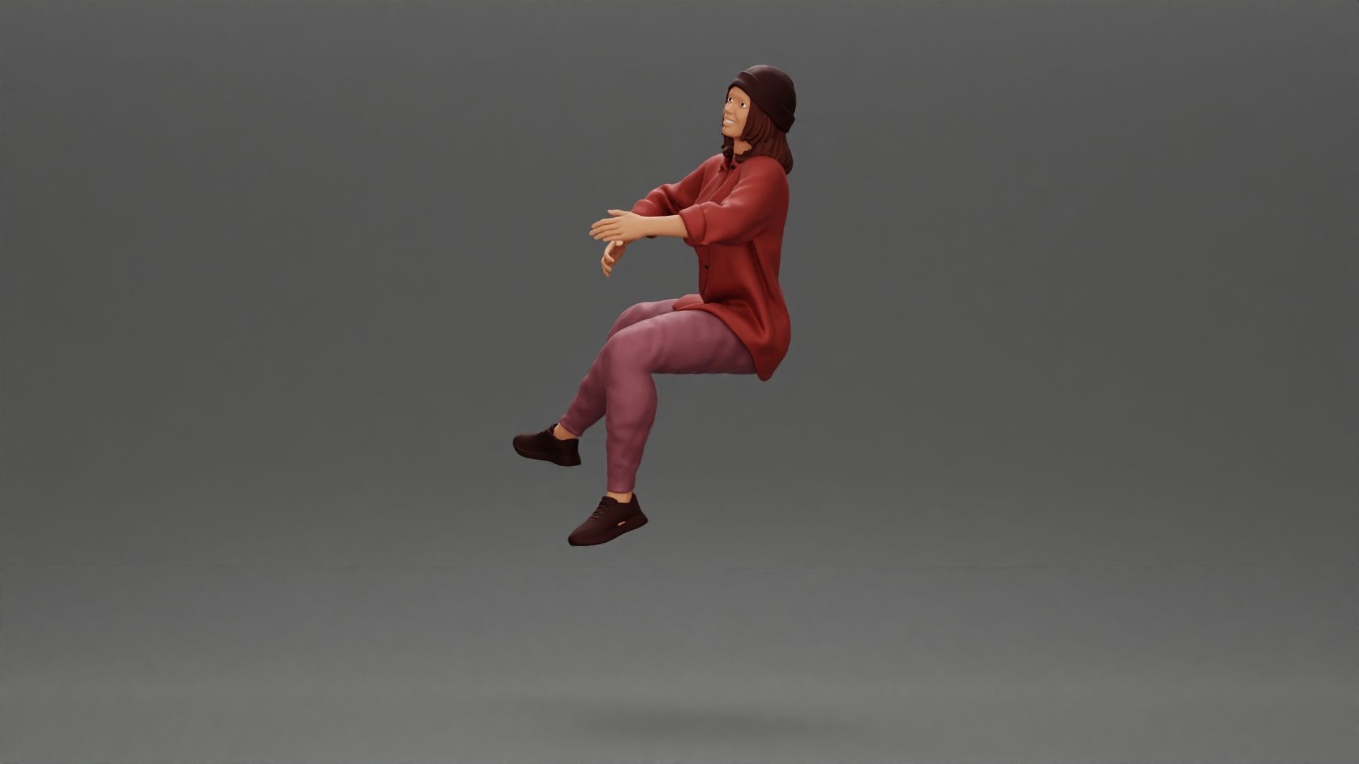 handsome happy man in shirt pulling girlfriend in hat open shirt 3D print model_19