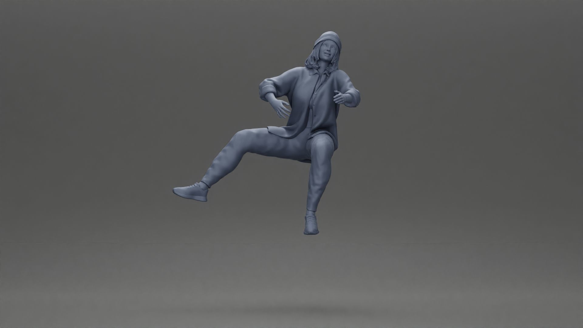 handsome happy man in shirt pulling girlfriend in hat open shirt 3D print model_20