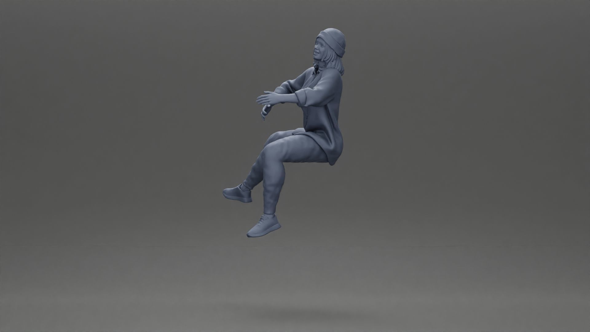 handsome happy man in shirt pulling girlfriend in hat open shirt 3D print model_22