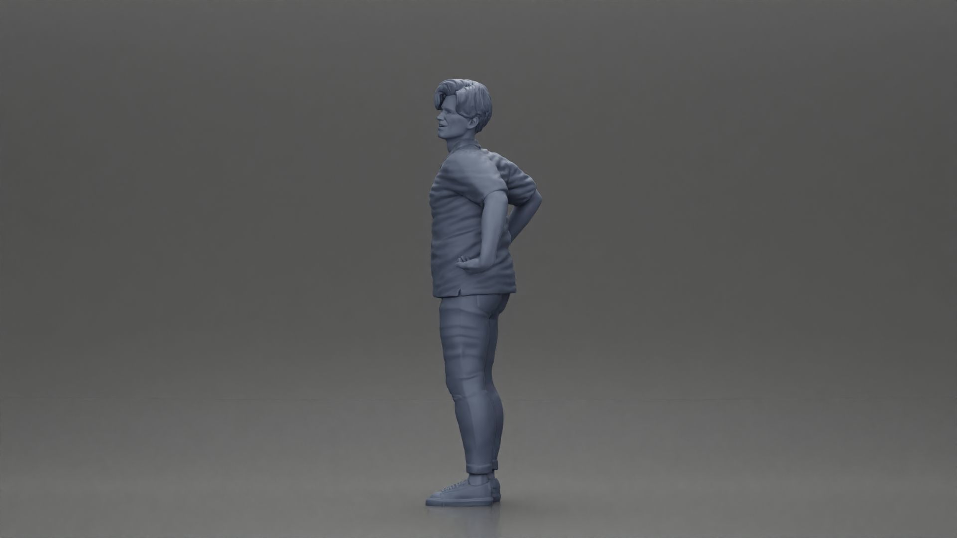 handsome happy man in shirt pulling girlfriend in hat open shirt 3D print model_17