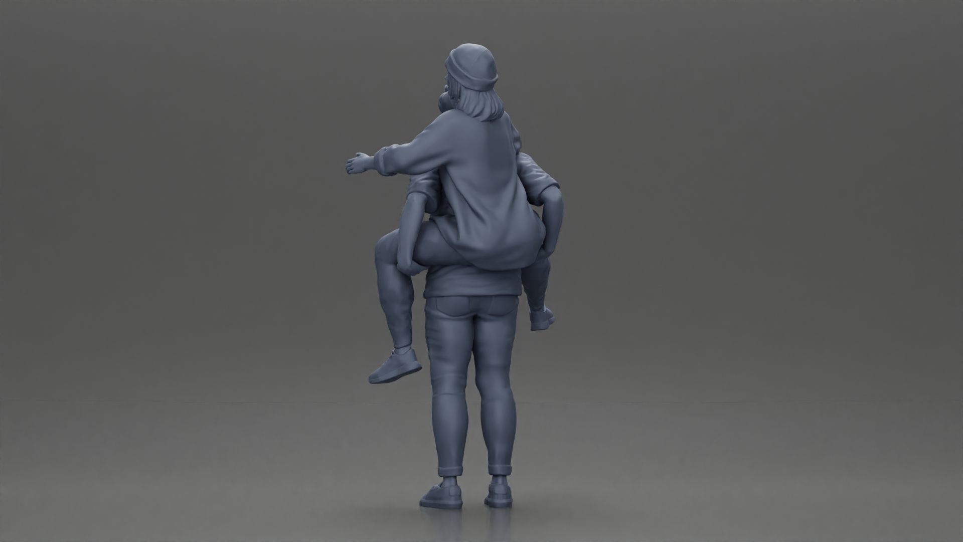 handsome happy man in shirt pulling girlfriend in hat open shirt 3D print model_11