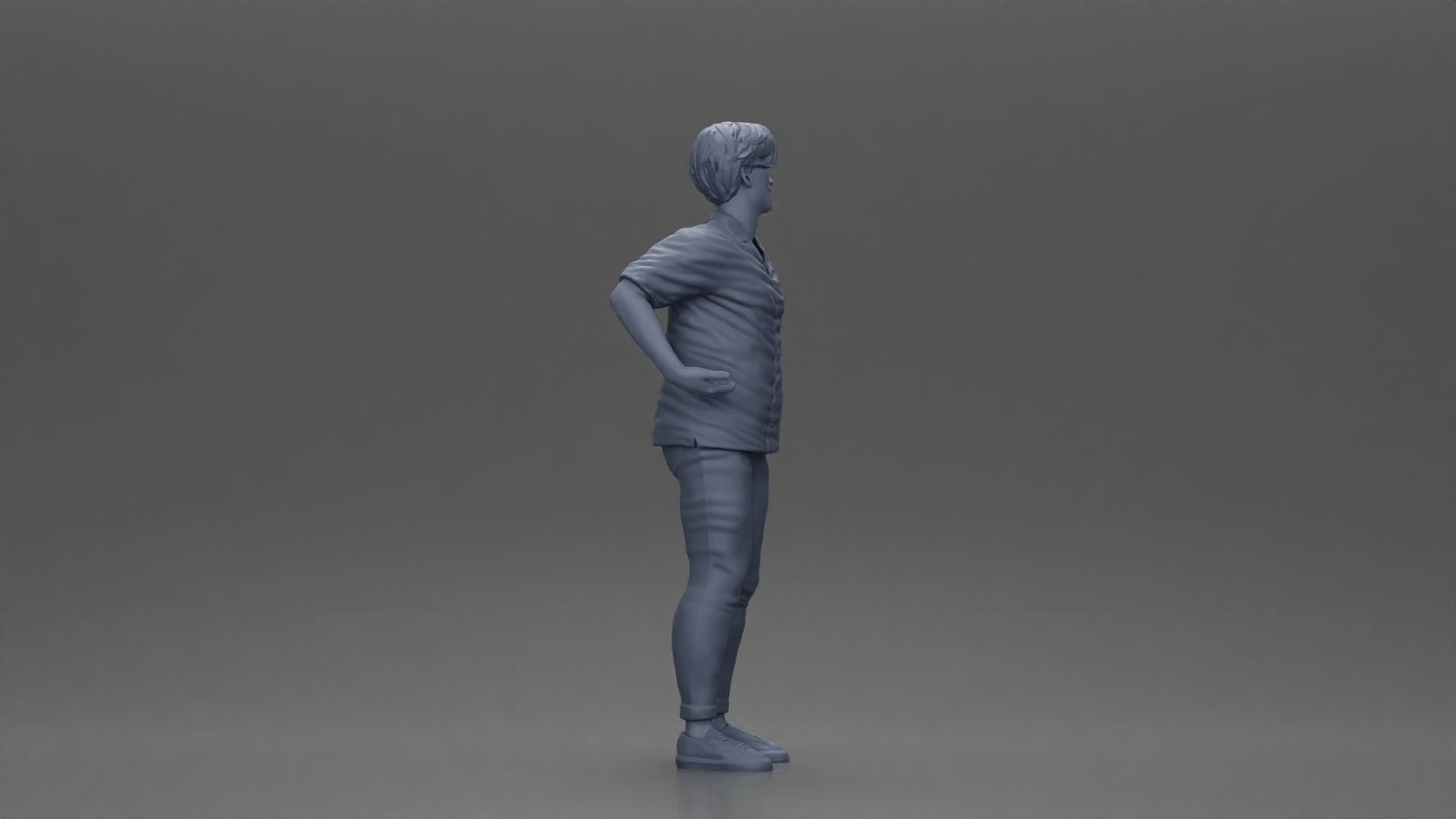 handsome happy man in shirt pulling girlfriend in hat open shirt 3D print model_16