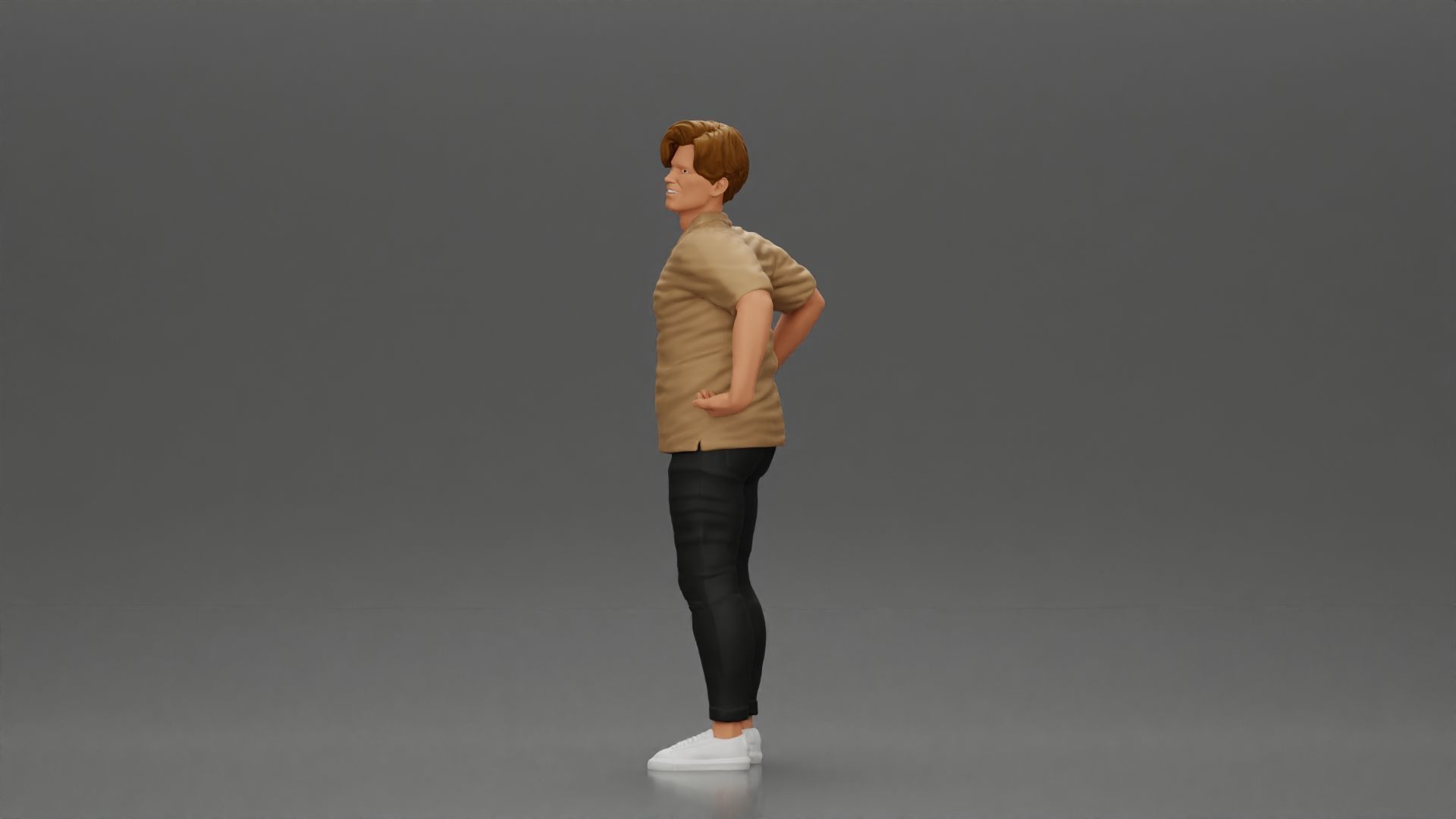 handsome happy man in shirt pulling girlfriend in hat open shirt 3D print model_14