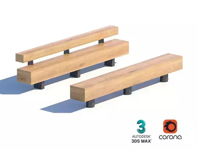 Minimalist Wooden Bench Set for Urban and Park Spaces