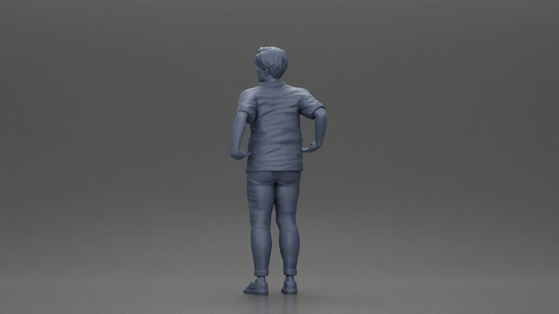 handsome happy man in shirt pulling his girlfriend on back 3D print model_10