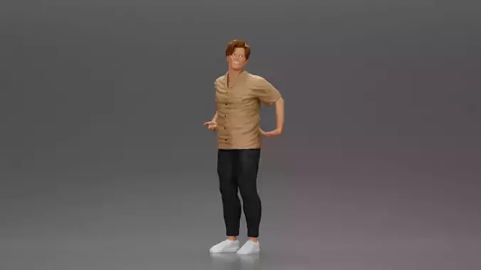 handsome happy man in shirt pulling his girlfriend on back