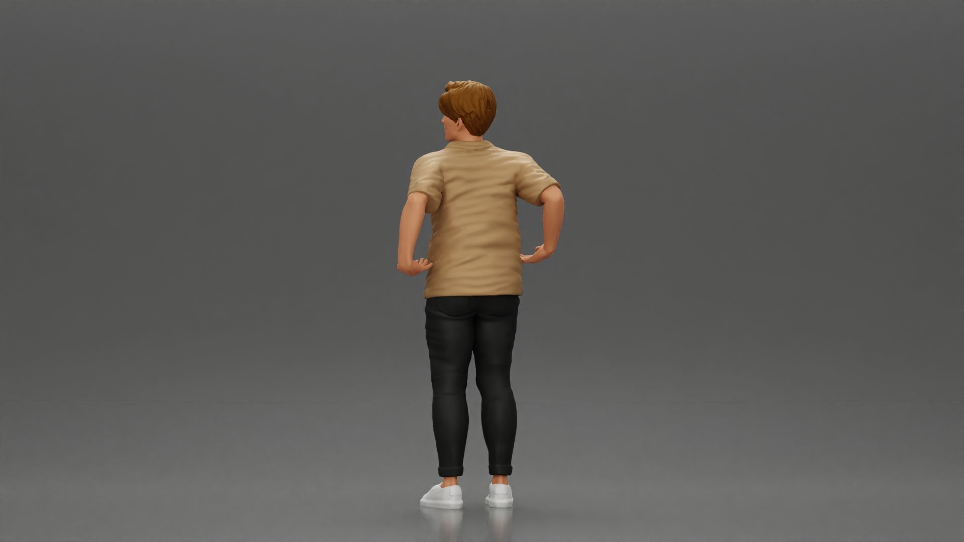 handsome happy man in shirt pulling his girlfriend on back 3D print model_4