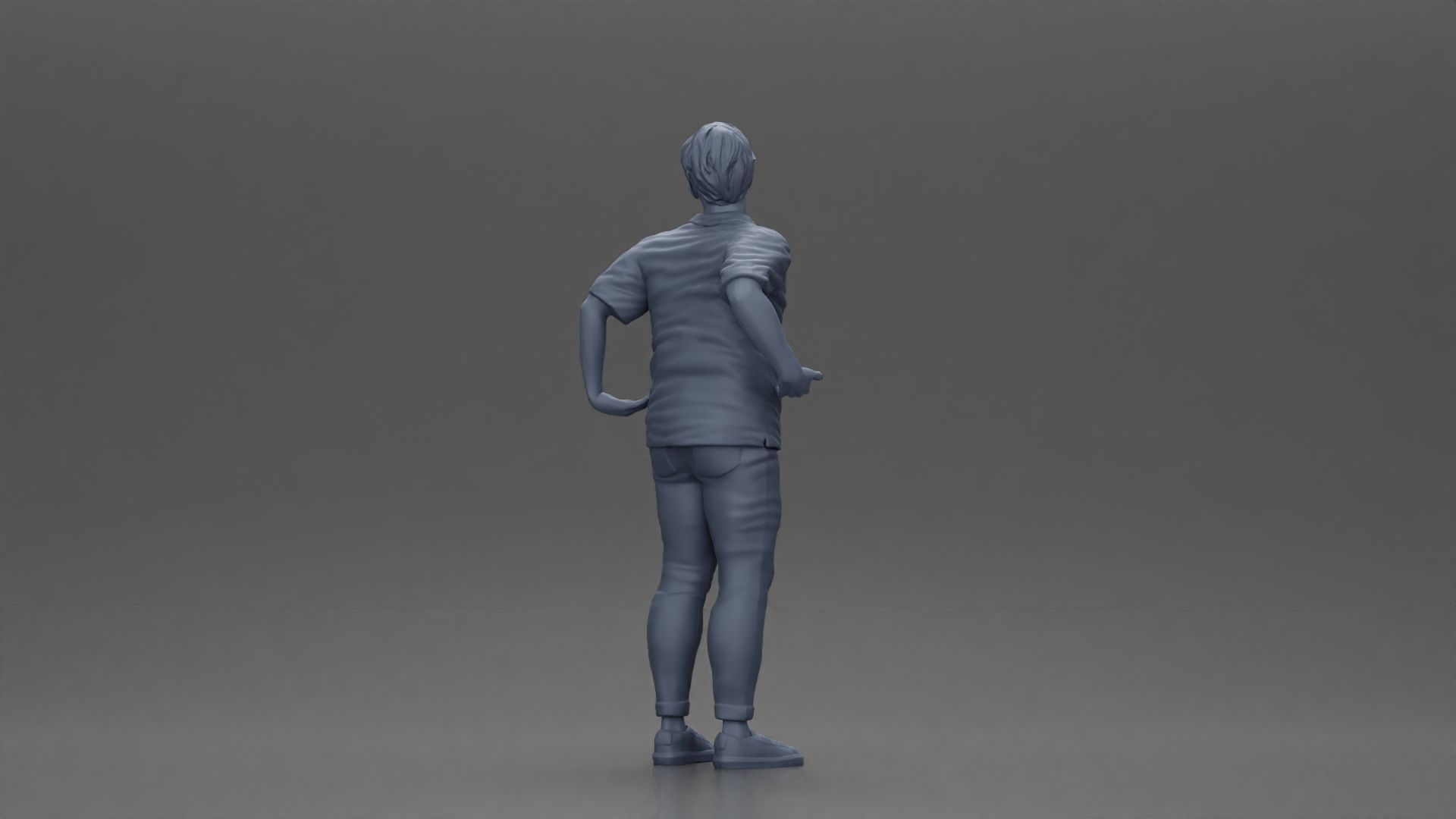 handsome happy man in shirt pulling his girlfriend on back 3D print model_9