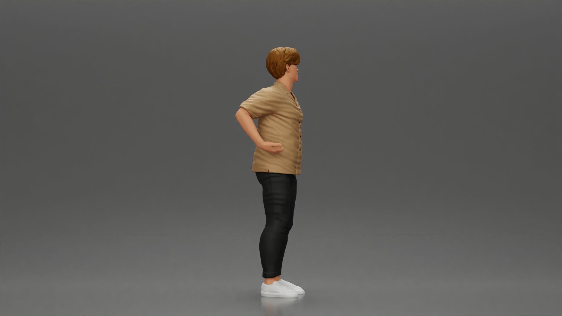 handsome happy man in shirt pulling his girlfriend on back 3D print model_2