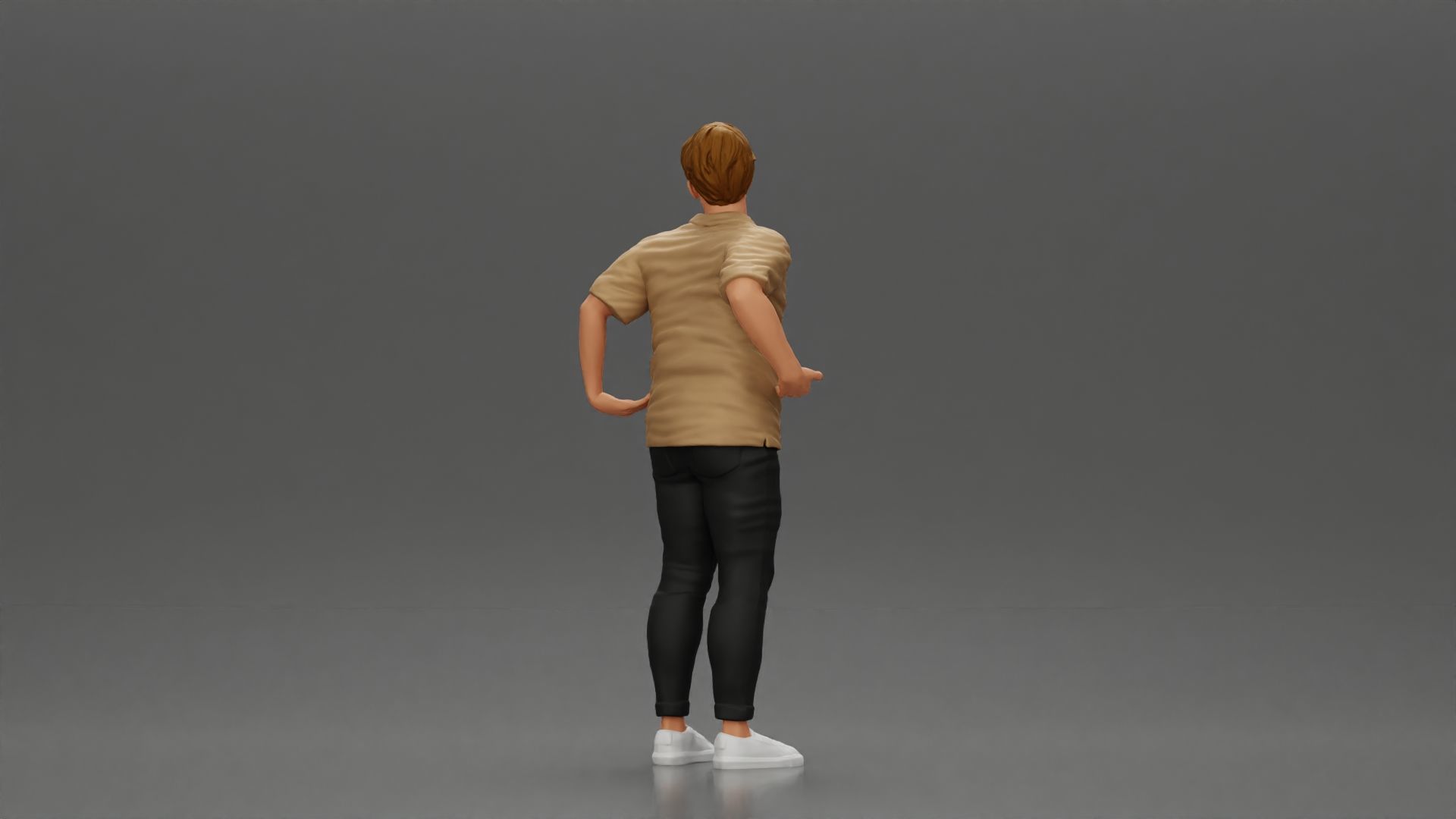 handsome happy man in shirt pulling his girlfriend on back 3D print model_3