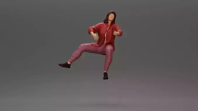 girl in hat and an open shirt being pulled by her boyfriend 3D print model