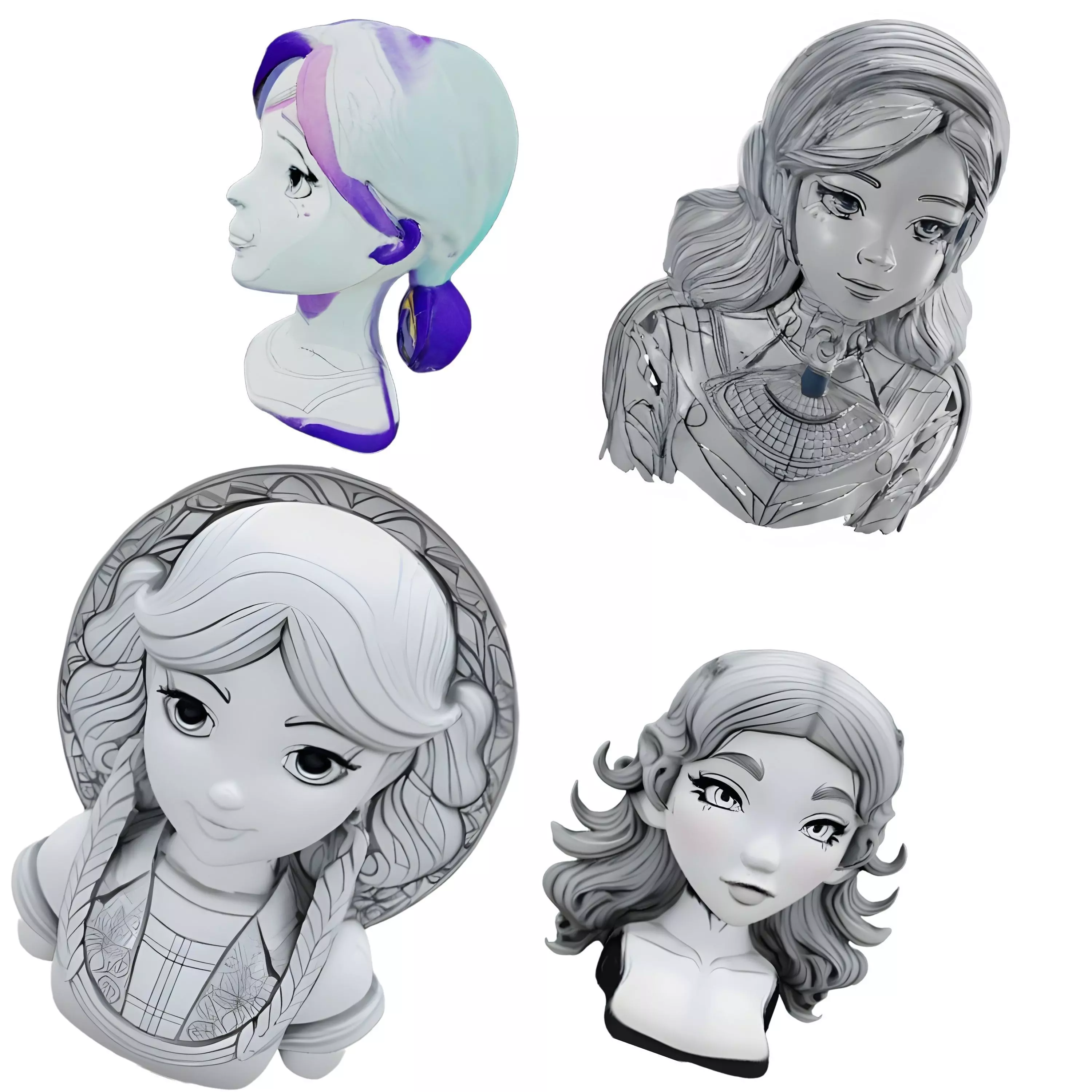 Charming Character Busts Collection 3D print model_0