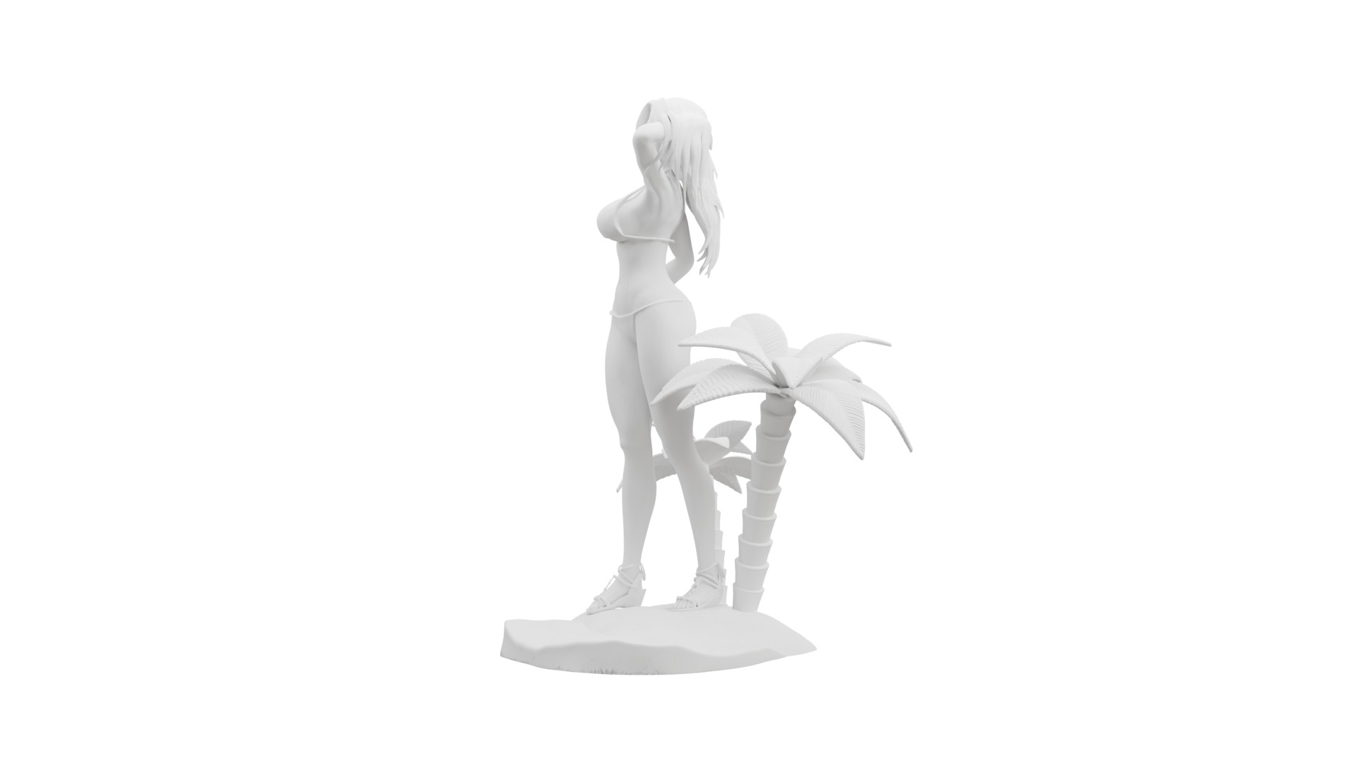Girl in beach 3D print model_3