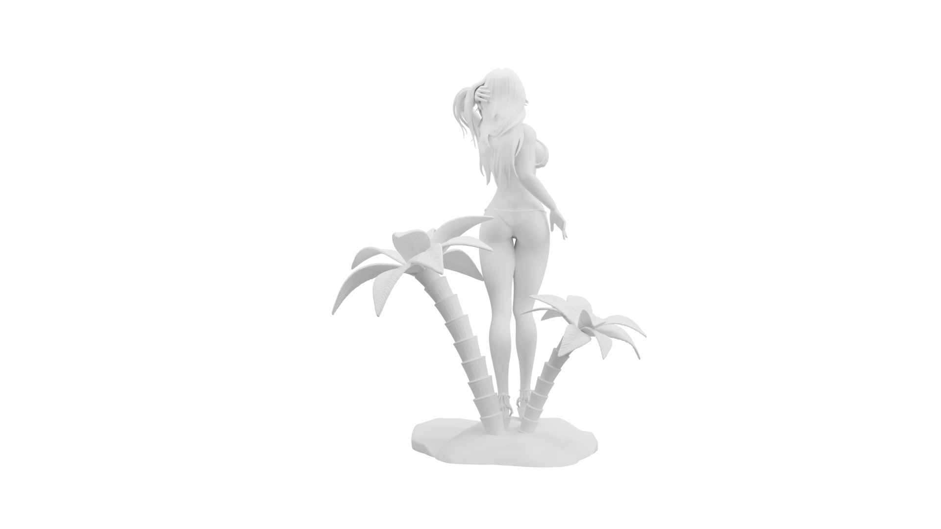 Girl in beach 3D print model_2