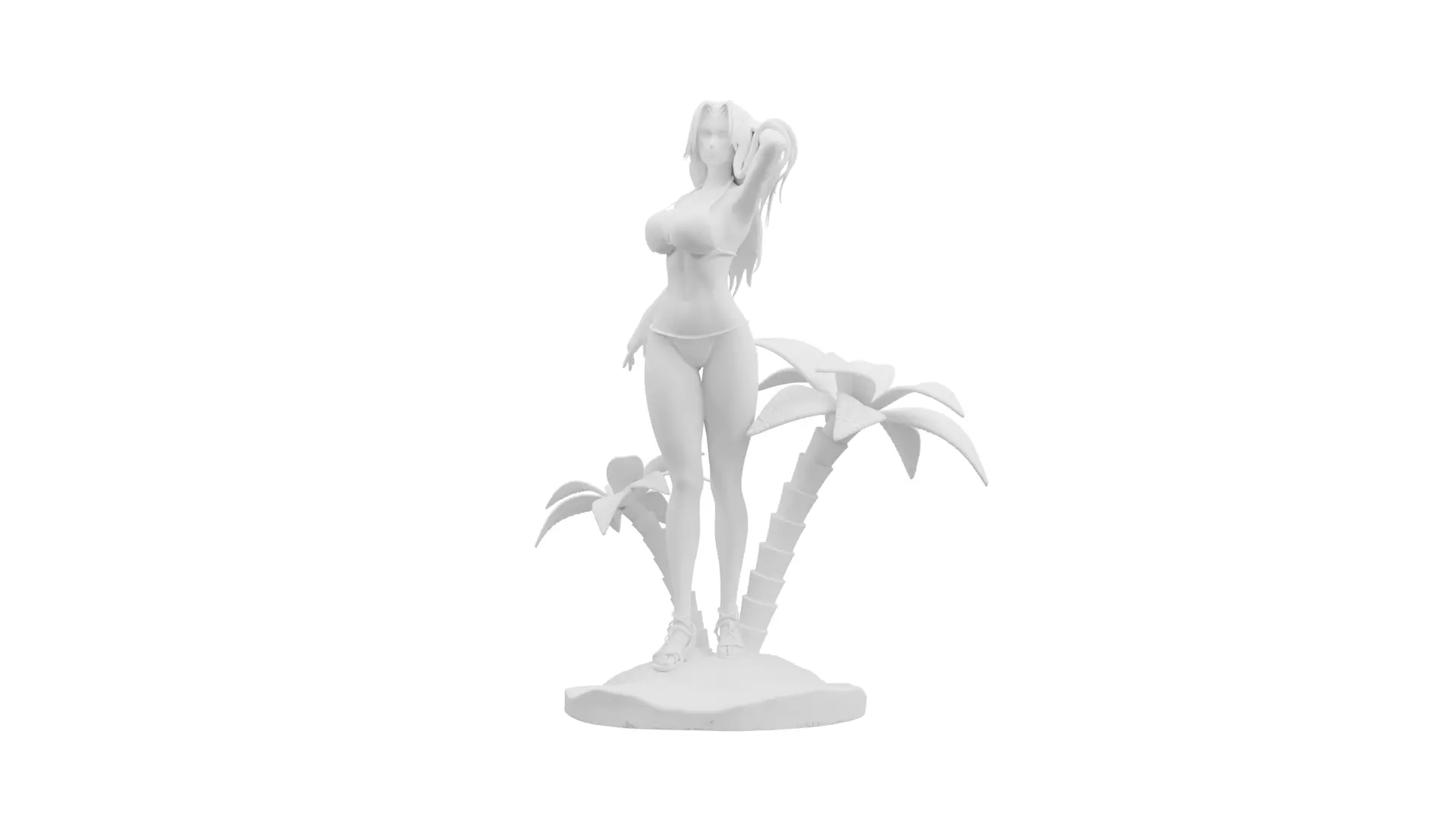 Girl in beach 3D print model_0