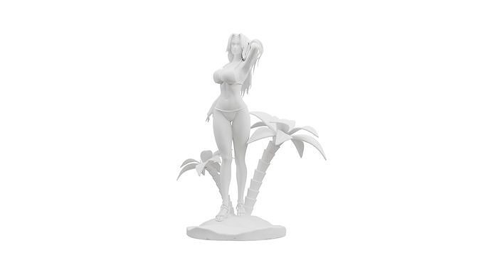 Girl in beach 3D print model