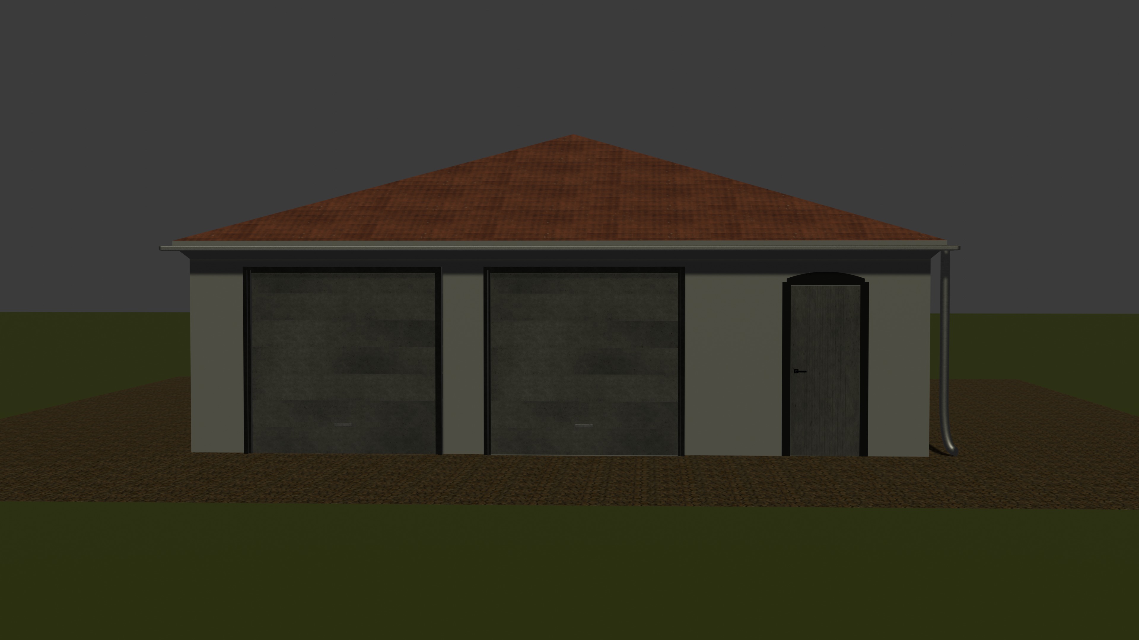 Simple garage Free low-poly 3D model_1