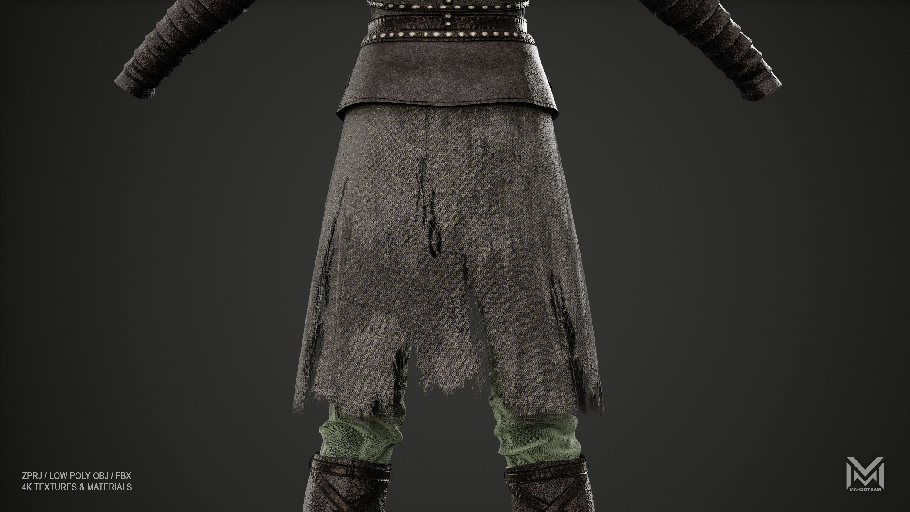 Women Medieval Woodland Look Low-poly 3D model_10