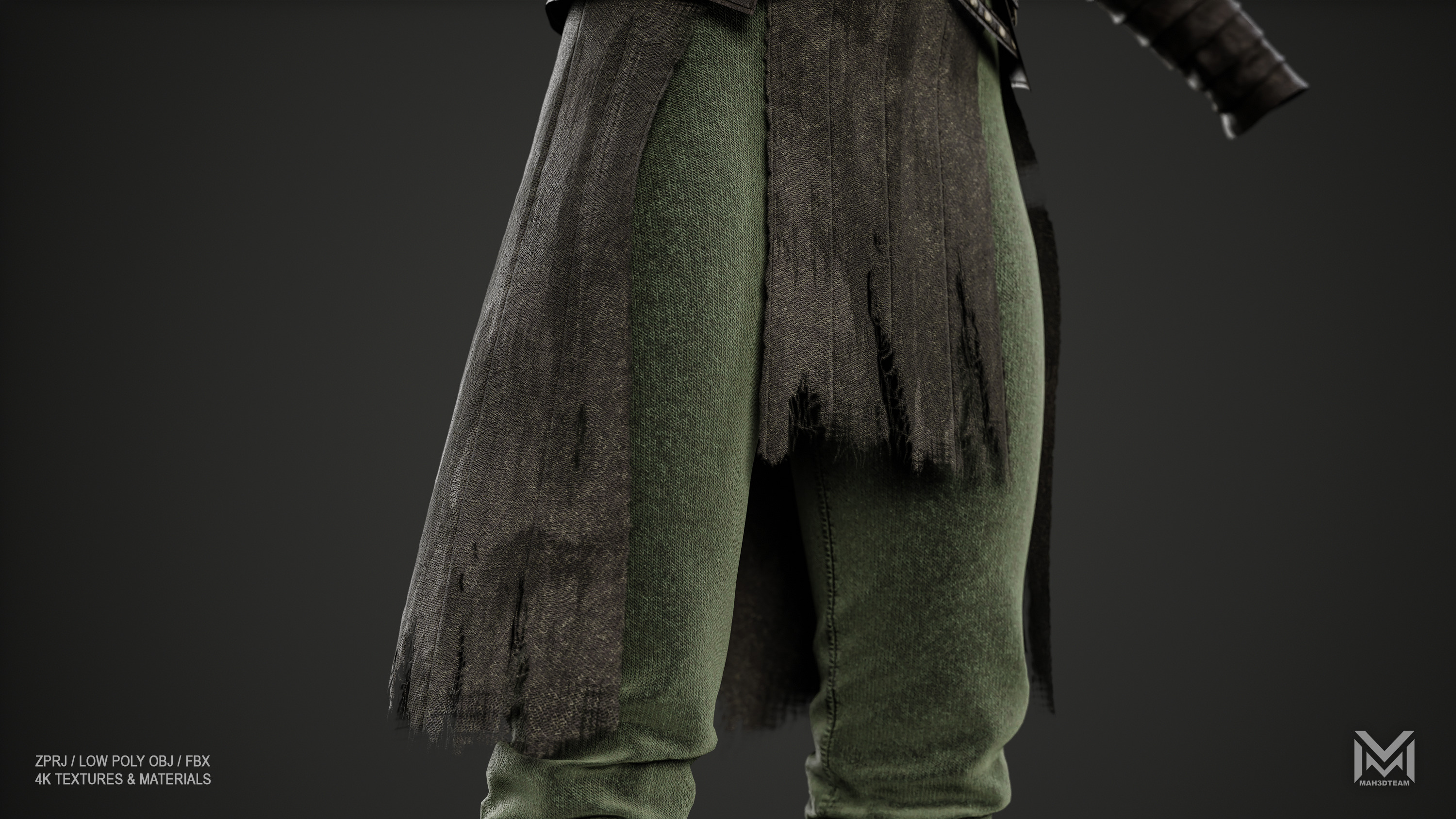 Women Medieval Woodland Look Low-poly 3D model_9