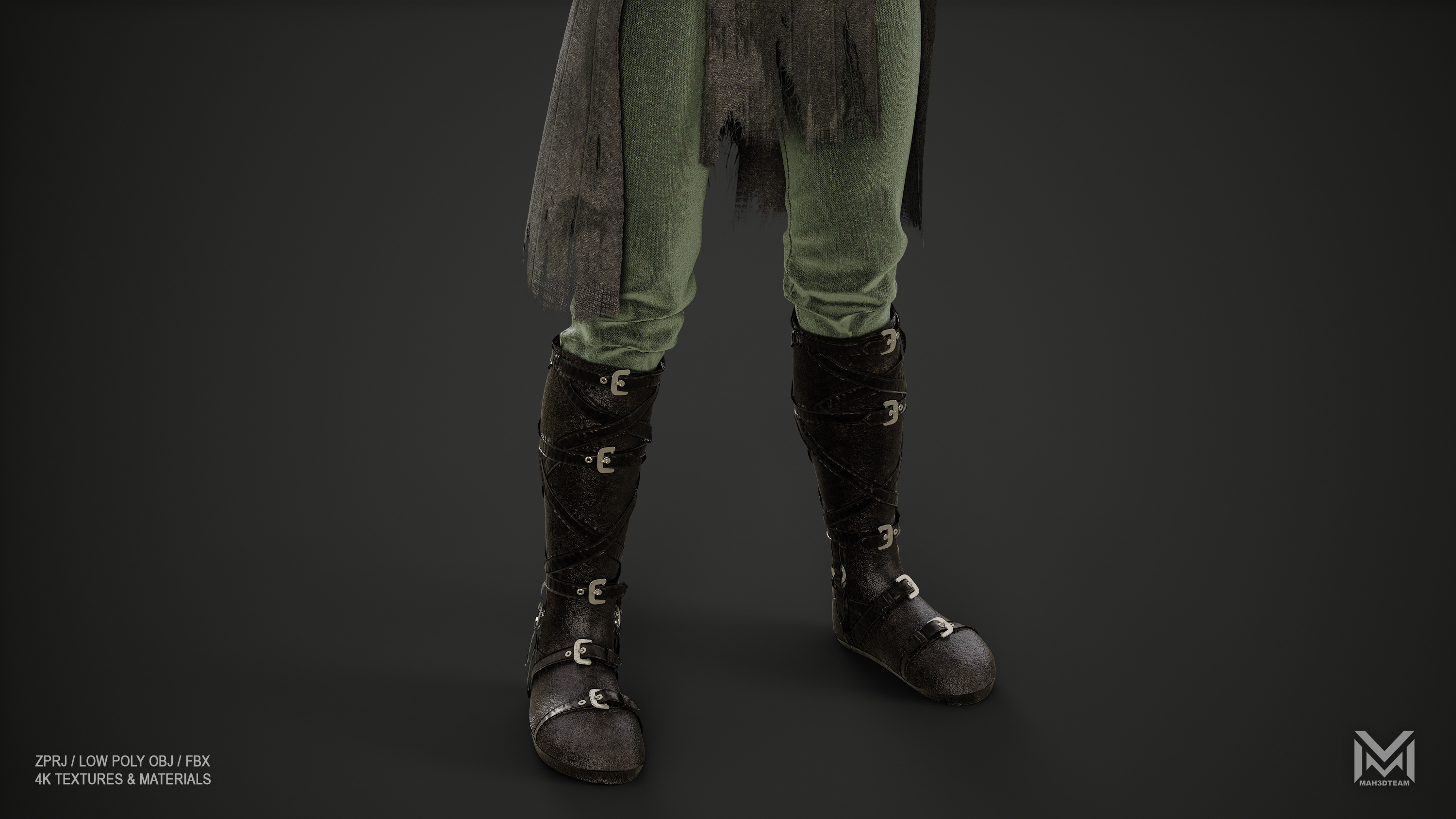 Women Medieval Woodland Look Low-poly 3D model_8