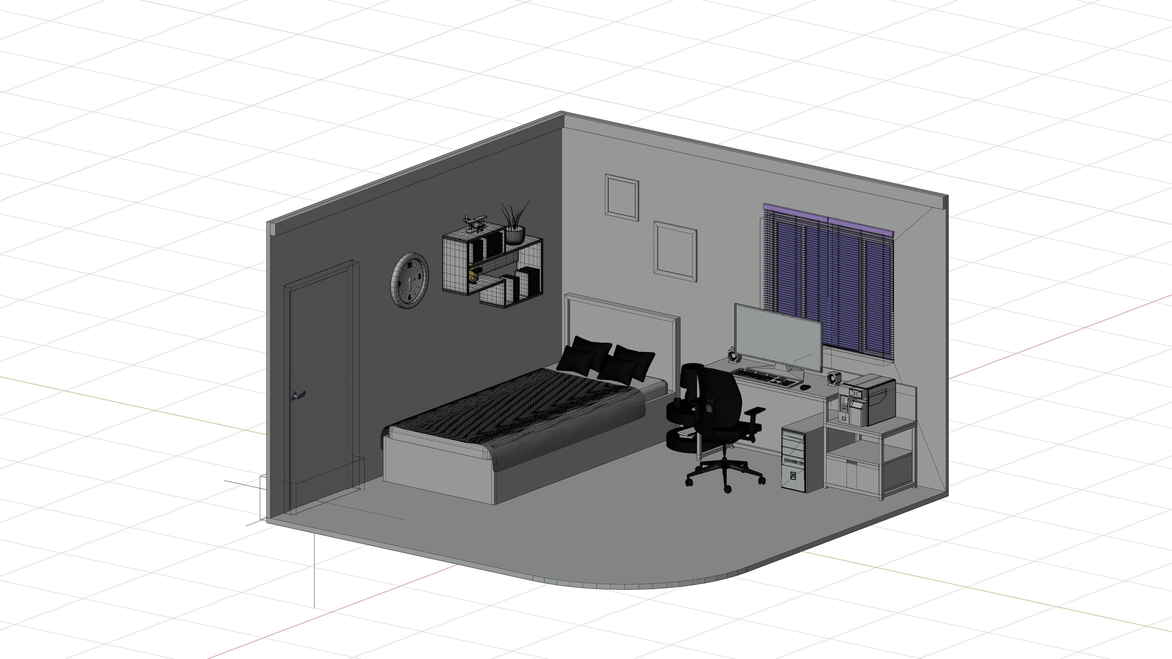 Isometric 3D Room Low-poly 3D model 3D model_5