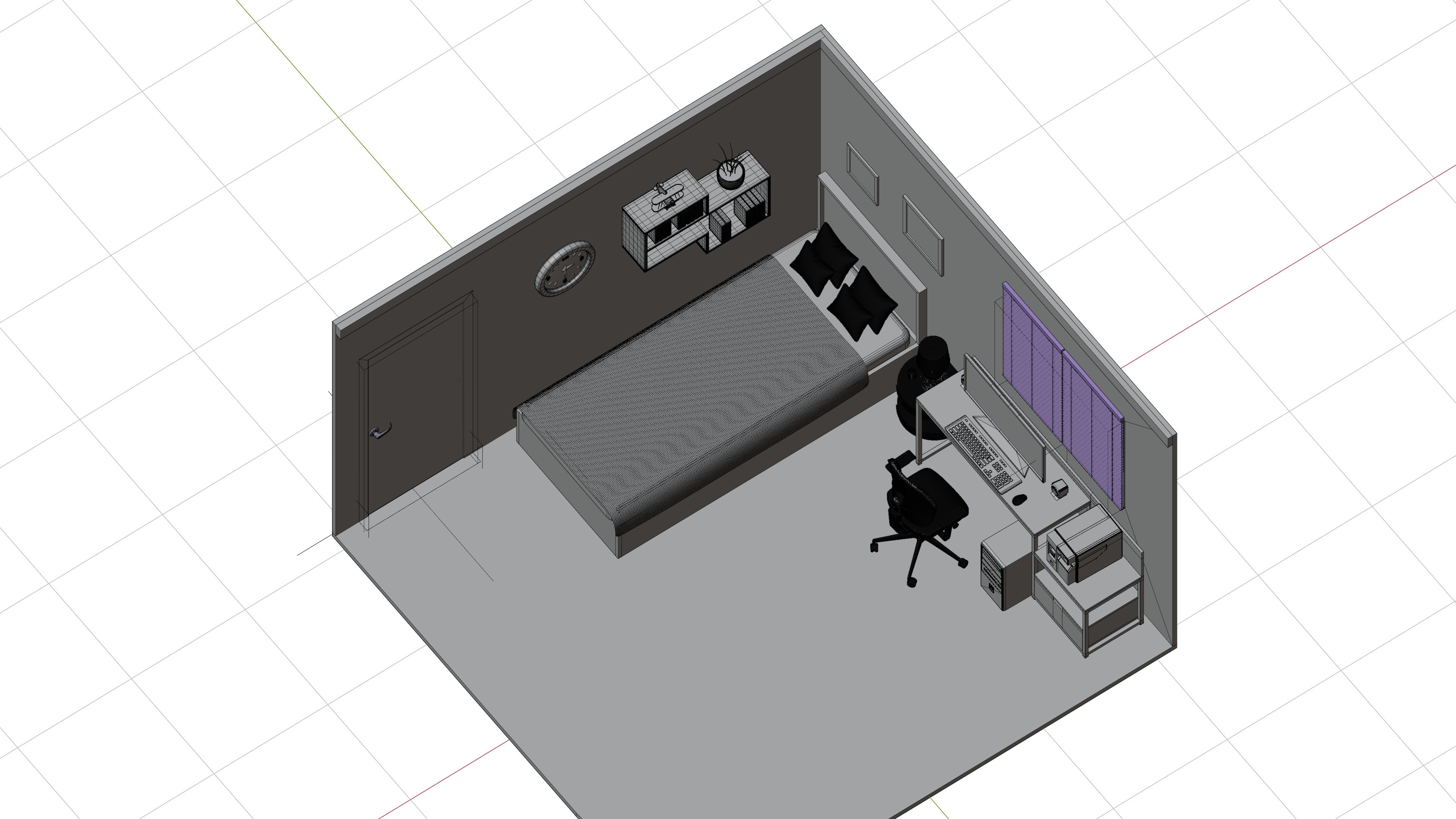 Isometric 3D Room Low-poly 3D model 3D model_8