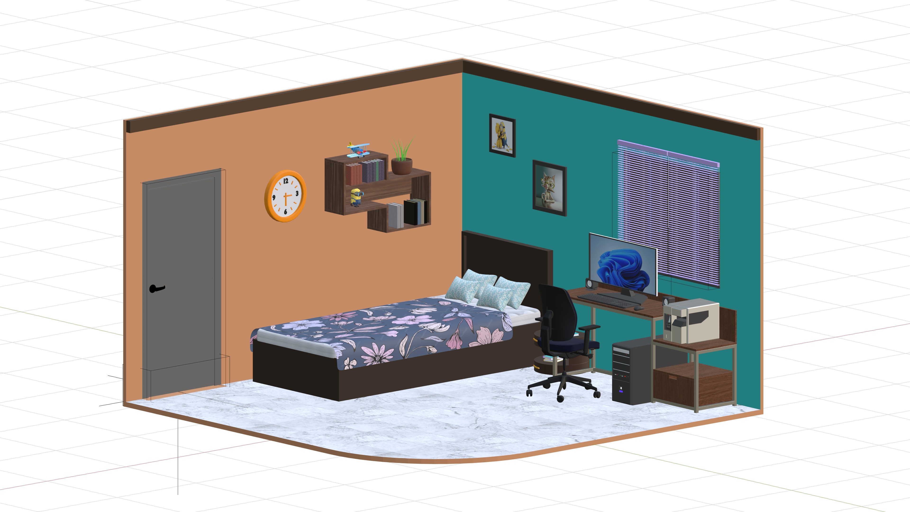 Isometric 3D Room Low-poly 3D model 3D model_2
