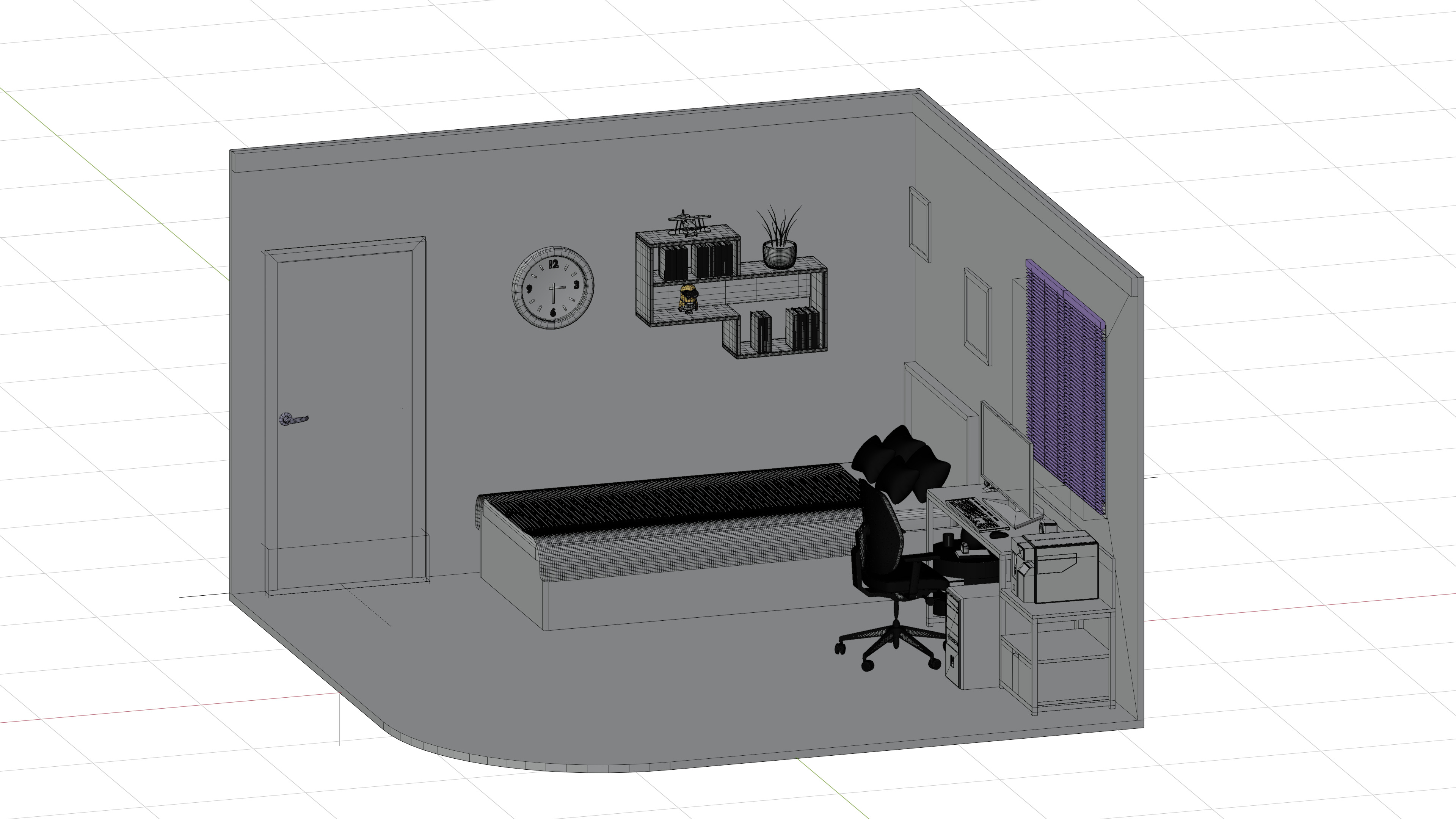 Isometric 3D Room Low-poly 3D model 3D model_7