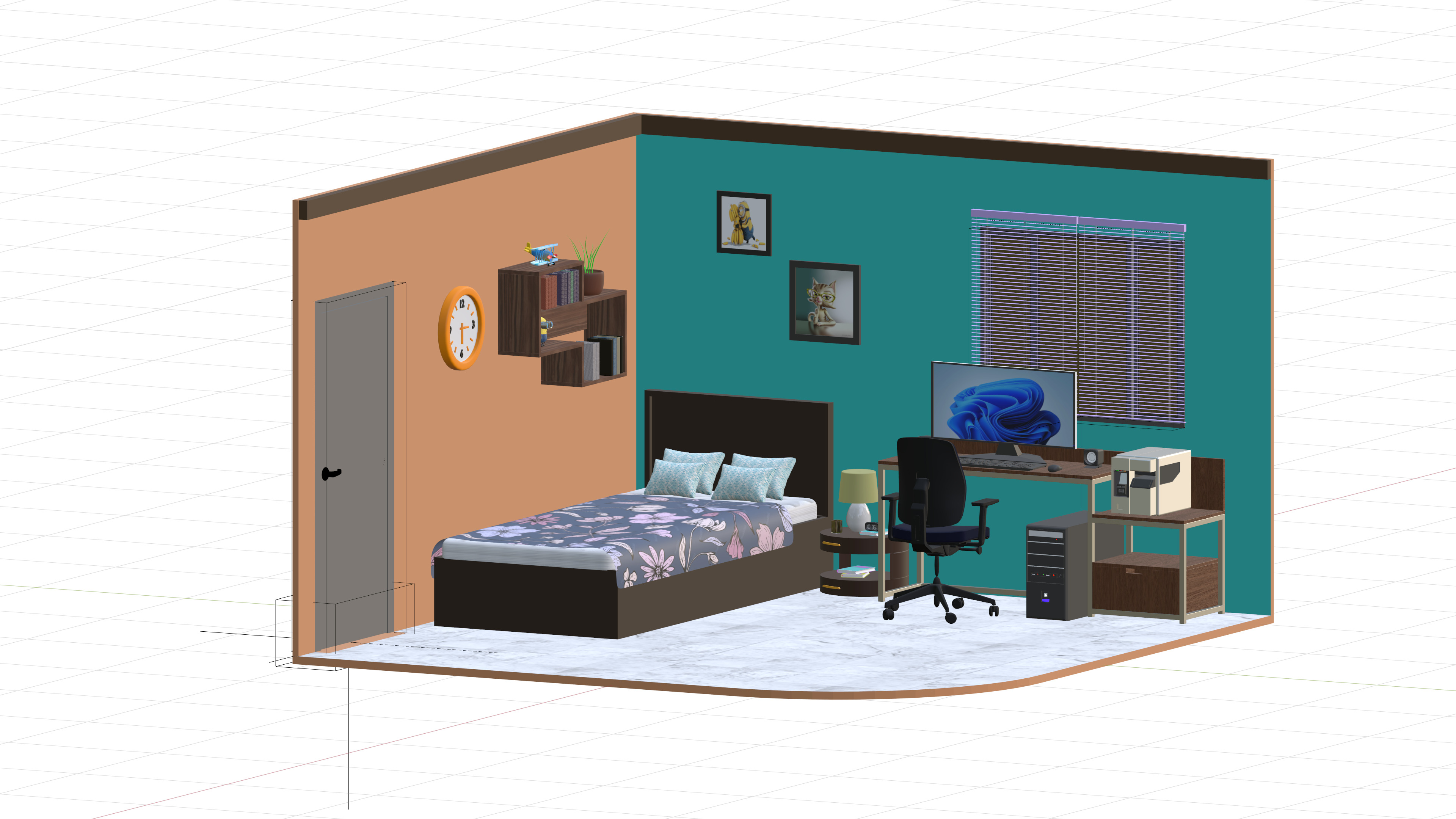 Isometric 3D Room Low-poly 3D model 3D model_3