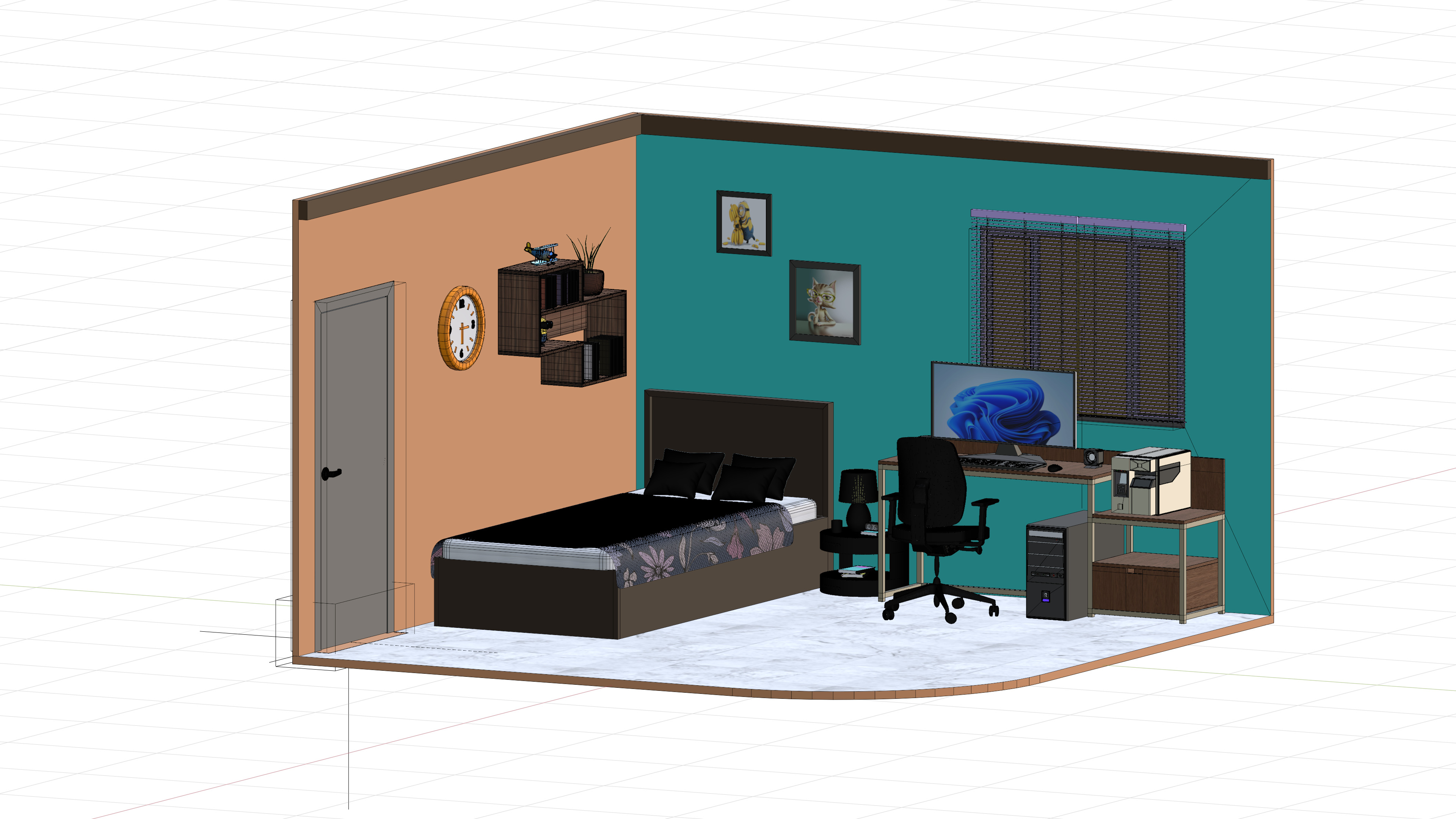 Isometric 3D Room Low-poly 3D model 3D model_4