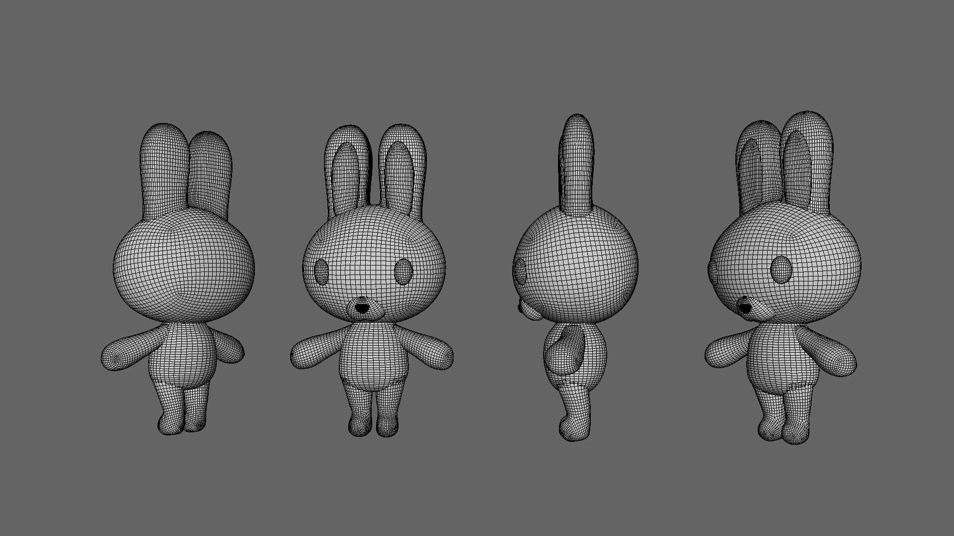 Little Bunny Animated Cute 3D Models For Games And Animations Low-poly 3D model_11