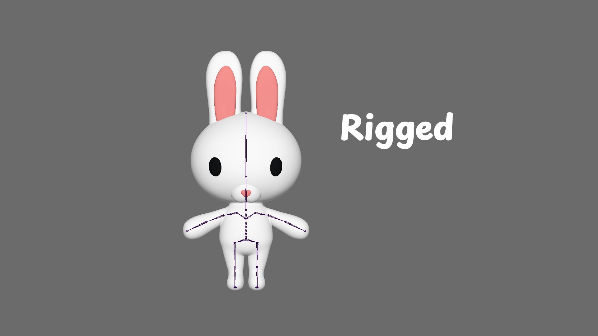 Little Bunny Animated Cute 3D Models For Games And Animations Low-poly 3D model_3