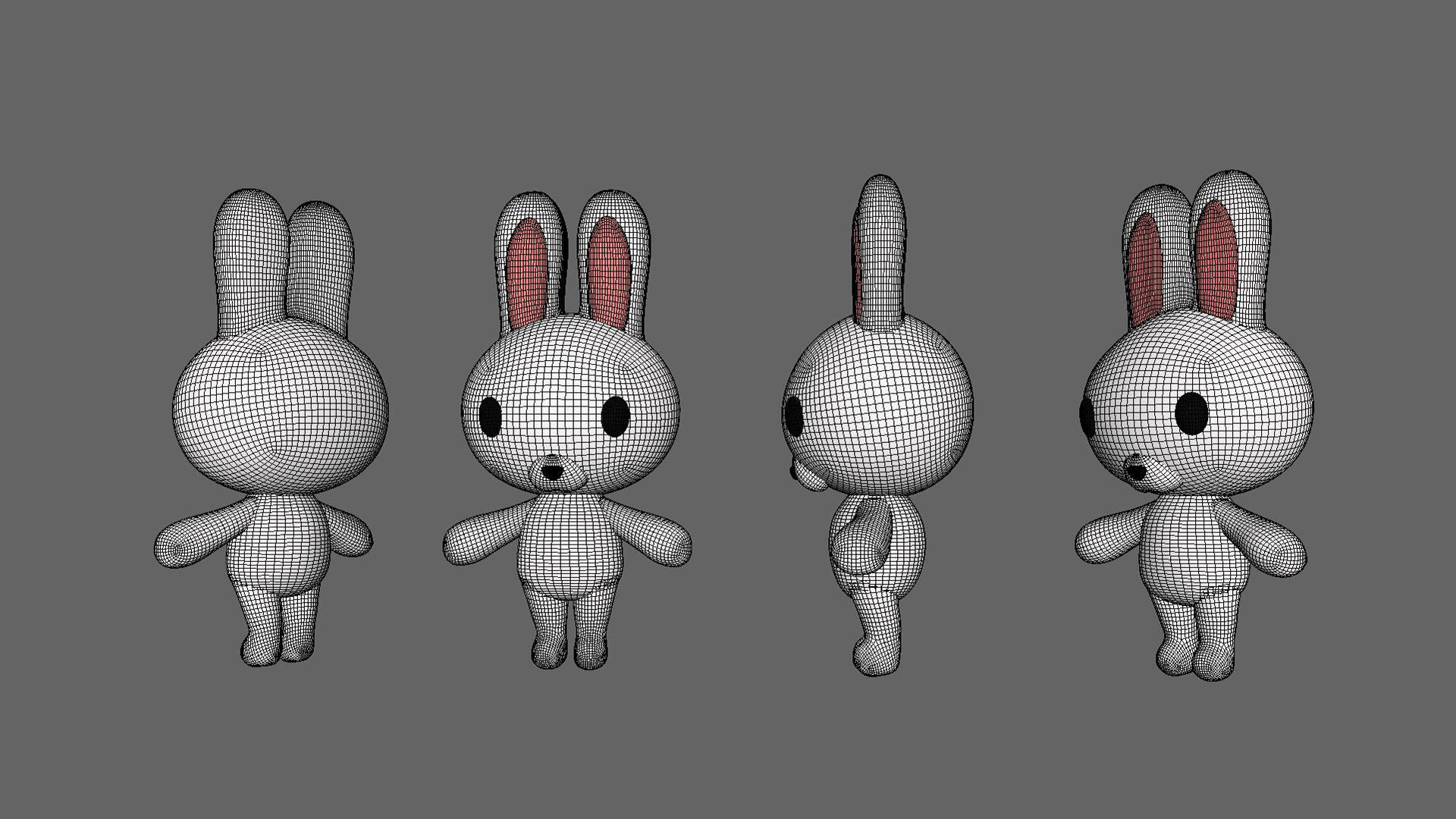 Little Bunny Animated Cute 3D Models For Games And Animations Low-poly 3D model_12