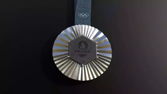 Olympic medal silver Low-poly 3D model