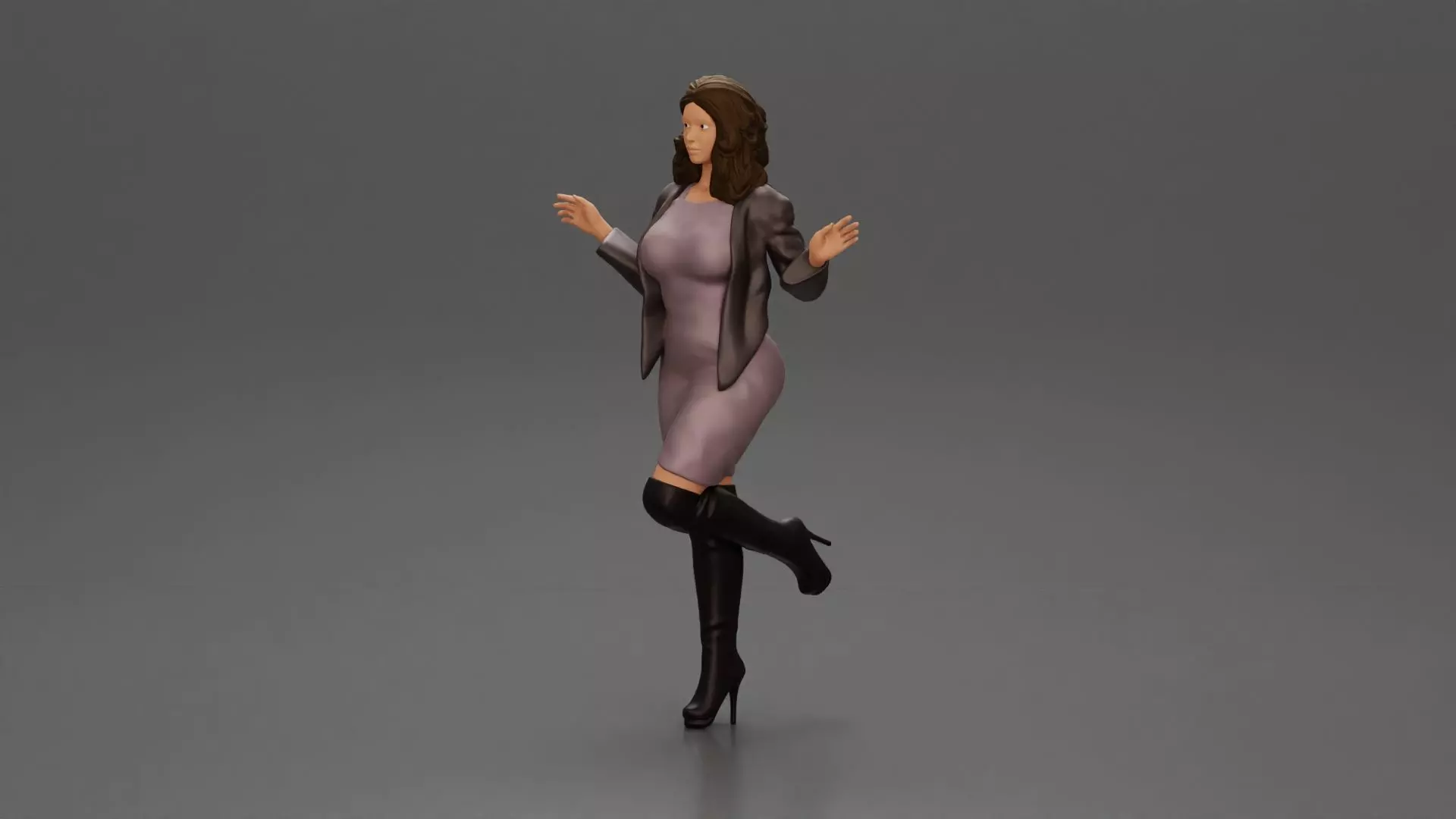 Fashion Forward Stylish Woman in Trendy Ensemble 3D print model_0