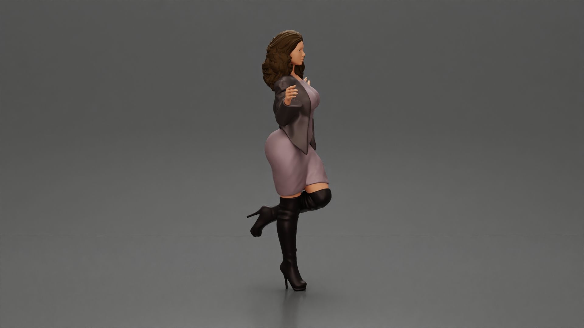 Fashion Forward Stylish Woman in Trendy Ensemble 3D print model_2