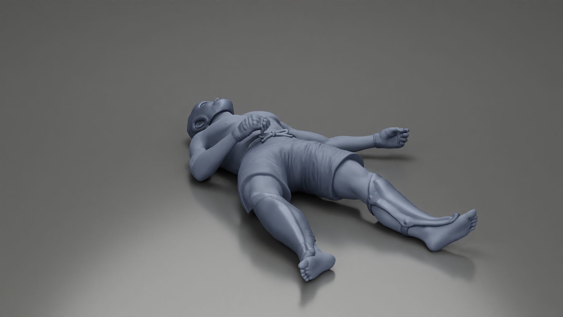 Defeated fighter lying on the floor after the battle 3D print model_6