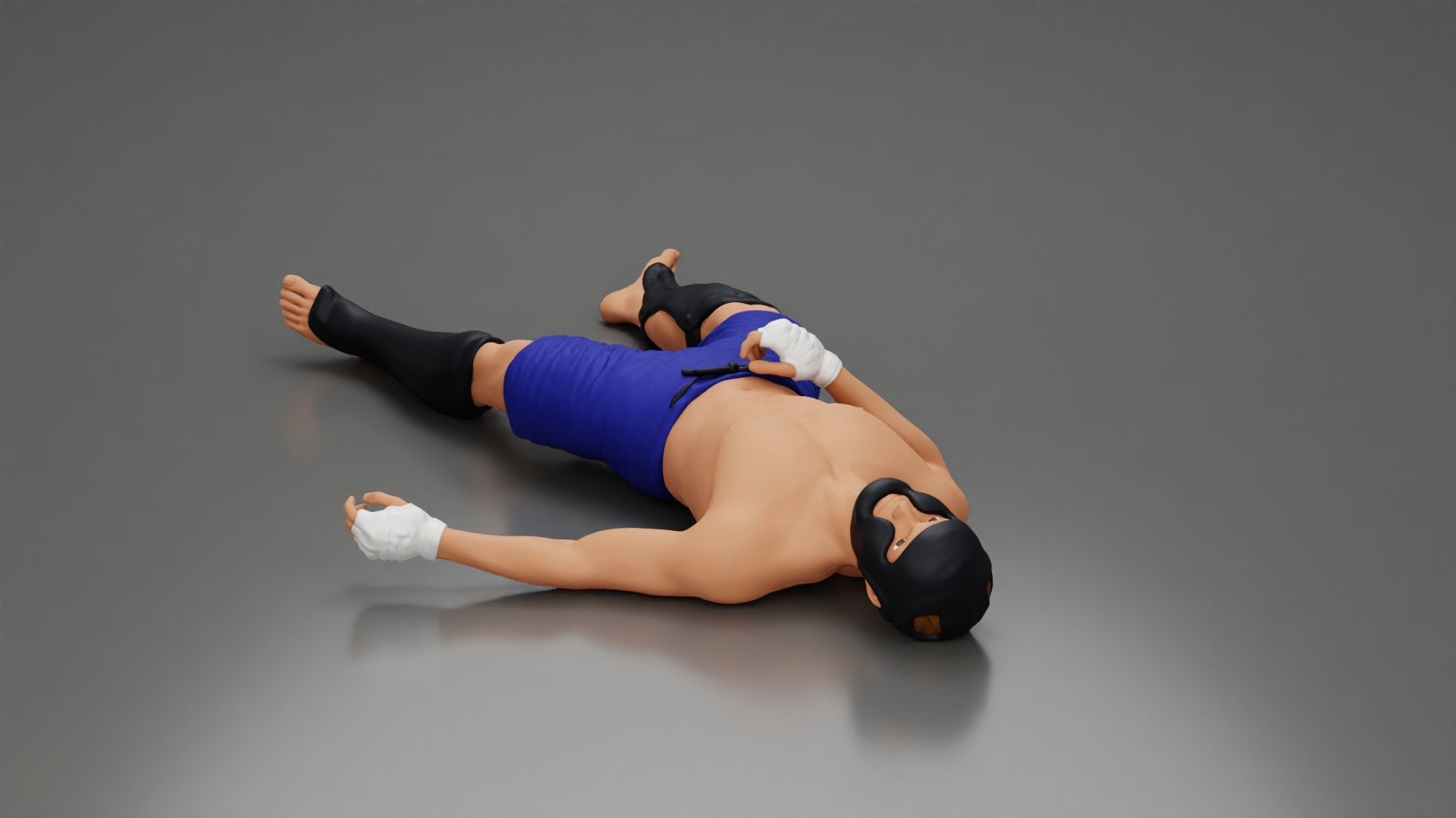 Defeated fighter lying on the floor after the battle 3D print model_1