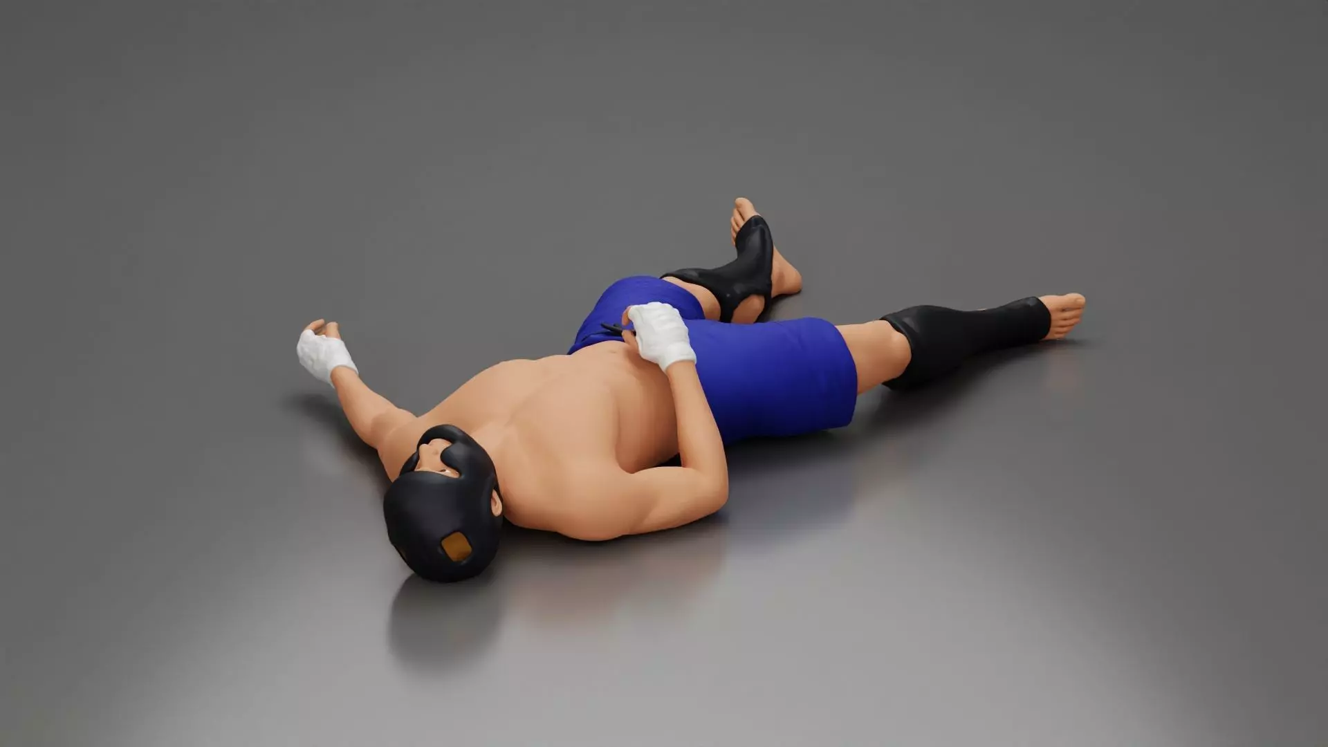 Defeated fighter lying on the floor after the battle 3D print model_0